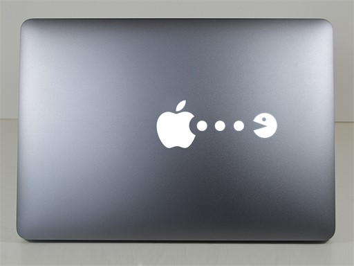 Apple pacman samolepka na notebook, Apple pacman nálepky na notebook, Apple pacman dekorace na notebook, Apple pacman tapety na notebook, Apple pacman samolepící dekor na notebook