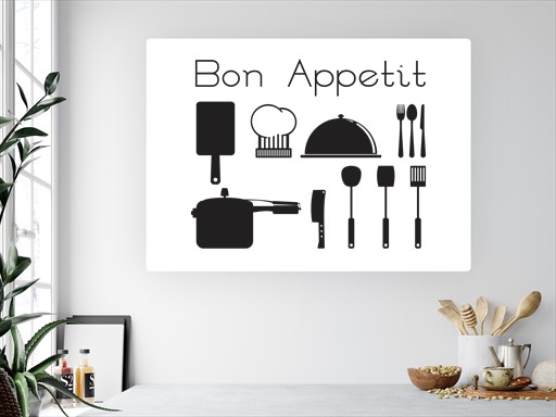 Bon Appetit sada samolepky na zeď, Bon Appetit sada nálepky na stěnu, Bon Appetit sada dekorace na zdi, Nápis Bon Appetit sada tapety na zdi