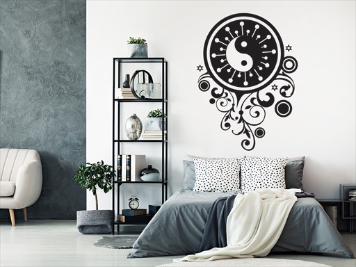 Dekor Jin Jang samolepka na zeď, Dekor Jin Jang nálepky na zeď, Dekor Jin Jang dekorace na stěnu, Dekor Jin Jang samolepící dekor na stěny, Dekor Jin Jang samolepící tapety na zeď