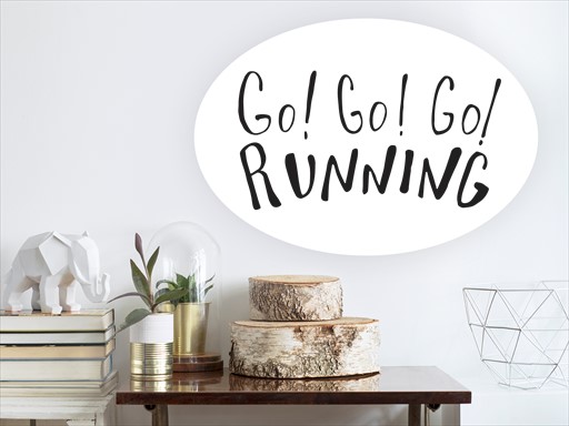 Go running nápis samolepky na zeď, Go running nápis nálepky na zeď, Go running nápis dekorace na zeď, Go running nápis samolepící nálepky na zeď
