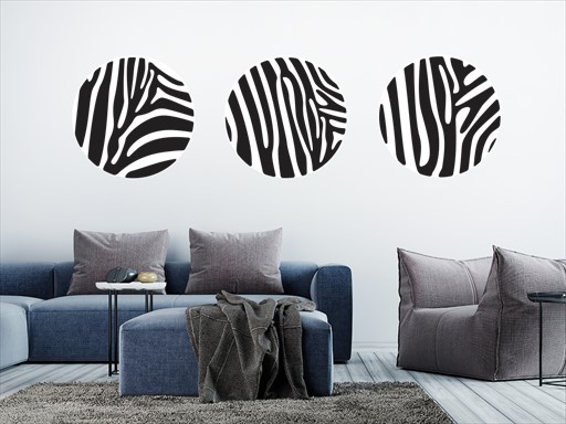Kruhy motiv zebra samolepka na zeď, kruhy motiv zebra dekorace na stěnu, Kruhy motiv zebra nálepka na zeď, Kruhy motiv zebra tapeta na stěnu, Kruhy motiv zebra samolepící dekorace