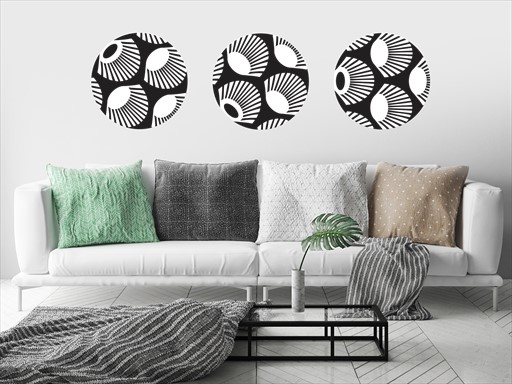 Kruhy se vzorem samolepky na zeď, Kruhy se vzorem nálepky na stěnu, Kruhy se vzorem dekorace na zdi, Kruhy se vzorem tapety na zdi