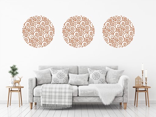 Kruhy z kudrlin samolepka na zeď, Kruhy z kudrlin nálepky na zeď, Kruhy z kudrlin dekorace na stěnu, Kruhy z kudrlin samolepící dekor na stěny, Kruhy z kudrlin samolepící tapety na zeď