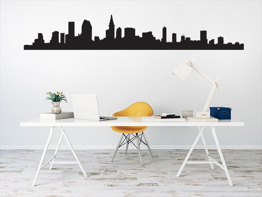 Město panorama samolepka na zeď, panoramatické město nálepka na zeď, město obzor nálepky na zdi, lepící samolepky na zeď měst