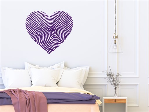 Otisk prstu srdce samolepky na zeď, Otisk prstu srdce nálepky na stěnu, Otisk prstu srdce dekorace na zdi, Otisk prstu srdce tapety na zdi