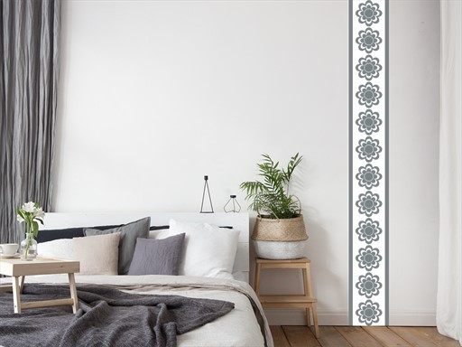 Pruh z květů samolepka na zeď, Pruh z květů nálepky na zeď, Pruh z květů dekorace na stěnu, Pruh z květů samolepící dekor na stěny, Pruh z květů samolepící tapety na zeď