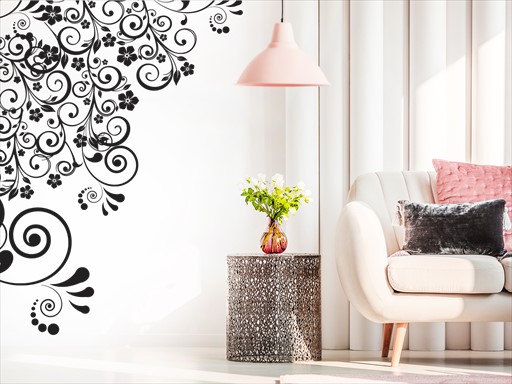 Rohový dekor samolepky na zeď, Rohový dekor nálepky na stěnu, Rohový dekor dekorace na zdi, Rohový dekor tapety na zdi