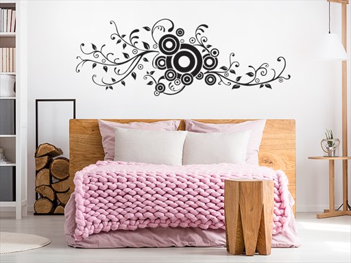 Rostlinná dekorace s kruhy samolepky na zeď, Rostlinná dekorace s kruhy nálepky na stěnu, Rostlinná dekorace s kruhy dekorace na zdi, Rostlinná dekorace s kruhy tapety na zdi