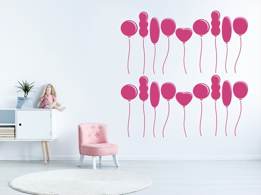 Různé nafukovací balónky samolepky na zeď, Různé nafukovací balónky nálepky na zeď, Různé nafukovací balónky dekorace na zeď, Různé nafukovací balónky samolepící nálepky na zeď