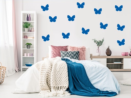Sada 50 motýlků samolepky na zeď, Sada 50 motýlků nálepky na zeď, Sada 50 motýlků dekorace na zeď, Sada 50 motýlků samolepící nálepky na zeď