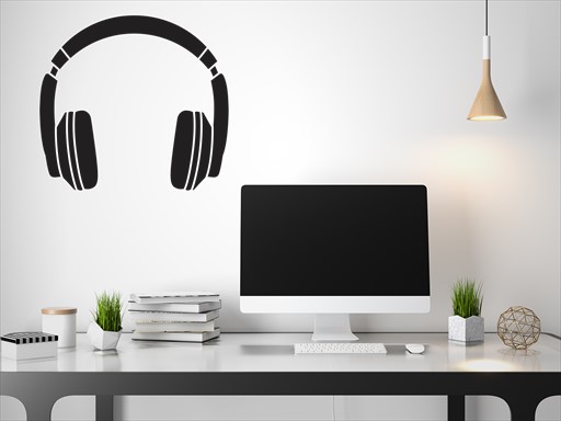 Sluchátka samolepky na zeď, sluchátka nálepky na zeď, headphones, nálepky na stěnu, sluchátka dekorace na zeď