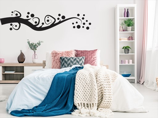 Větev s kroužky samolepky na zeď, Větev s kroužky nálepky na stěnu, Větev s kroužky dekorace na zdi, Větev s kroužky tapety na zdi