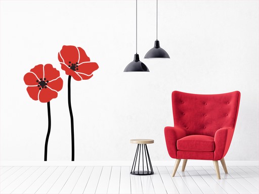 Vlčí mák samolepka na zeď, Vlčí mák nálepky na zeď, Vlčí mák dekorace na stěnu, Vlčí mák samolepící dekor na stěny, Vlčí mák samolepící tapety na zeď