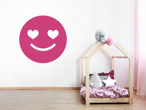 Zamilovaný smajlík samolepka na zeď, zamilovaný smajlík nálepka na zeď, zamilovaný úsměv dekorace na stěnu, zamilovaný smajlík láska