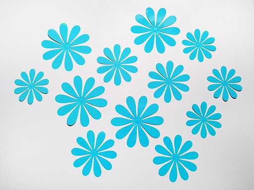 3D dekorácie kvety azúrovo modrá, 3D nálepky na stenu kvietky svetlo modré, 3D nálepky na stenu kvety azúrovo modrá, 3D dekorácie na stenu kvietky svetlo modré