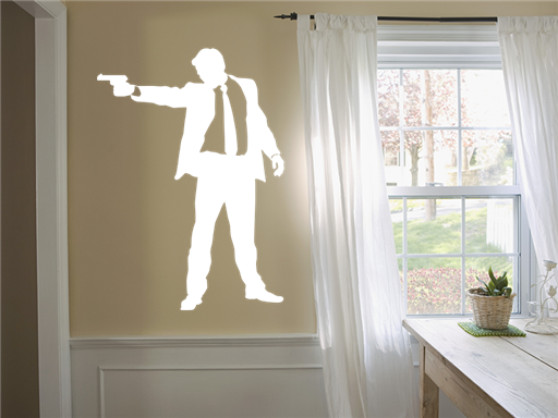 Agent s pištoľou nálepky na stenu, Agent s pištoľou nálepky na stenu, Agent s pištoľou dekorácie na stene, Agent s pištoľou tapety na stene