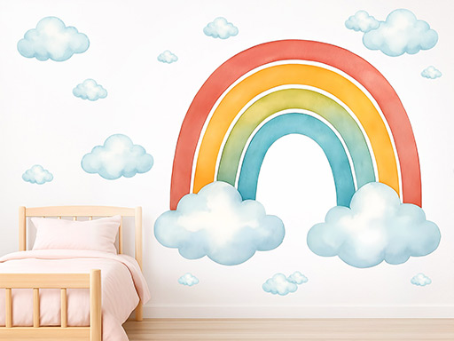 Akvarelová dúha samolepky na stenu, Akvarelová dúha nálepky na stenu, Akvarelová dúha dekorácie na stenu, Akvarelová dúha samolepky na stenu, Akvarelová dúha nálepka na stenu