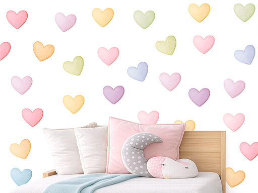 Akvarelové srdiečka v pastelových farbách 50 ks