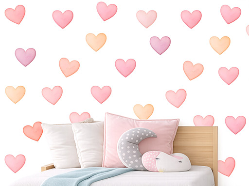 Akvarelové srdcia pre dievčatá 50 ks