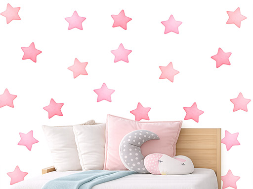 Akvarelové hviezdy ružové 50 ks