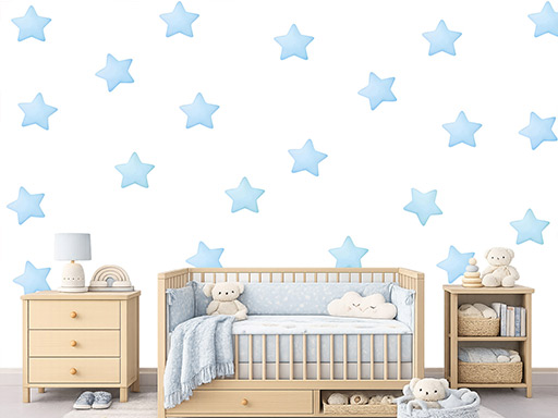 Akvarelové hviezdy, svetlo modré, 50 nálepiek na stenu, Akvarelové hviezdy, svetlo modré, 50 nálepiek na stenu pre deti, Akvarelové hviezdy, svetlo modré, 50 detských dekorácií na stenu, Akvarelové hviezdy, svetlo modré, 50 samolepiacich nálepiek na stenu
