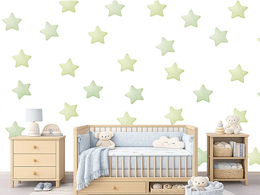 Zelené akvarelové hviezdičky 50 kusov