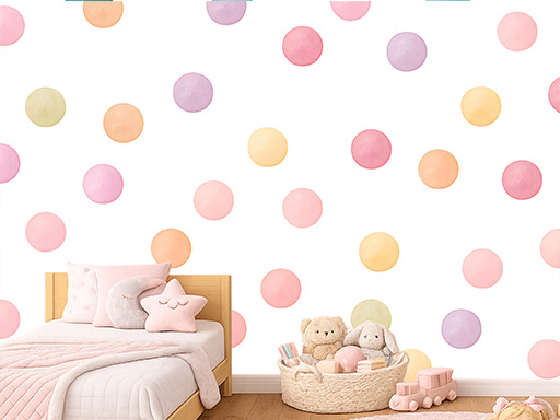 Akvarelové bodky pre dievčatá, 50 ks nálepiek na stenu, Akvarelové bodky pre dievčatá, 50 ks nálepiek na stenu pre deti, Akvarelové bodky pre dievčatá, 50 ks detských dekorácií na stenu, Akvarelové bodky pre dievčatá, 50 ks samolepiacich nálepiek na stenu