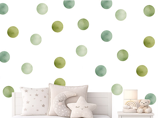 Akvarelové bodky zelené 50 ks