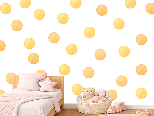 Akvarelové bodky žlté 50 ks nálepky na stenu, Akvarelové bodky žlté 50 ks nálepky na stenu pre deti, Akvarelové bodky žlté 50 ks detské dekorácie na stenu, Akvarelové bodky žlté 50 ks samolepiace nálepky na stenu