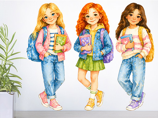 Školáčky v akvareli