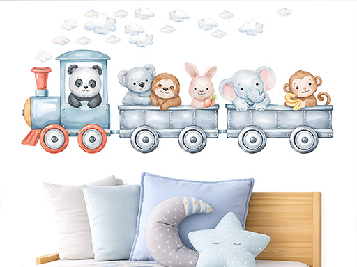 Akvarelový vláčik so zvieratkami