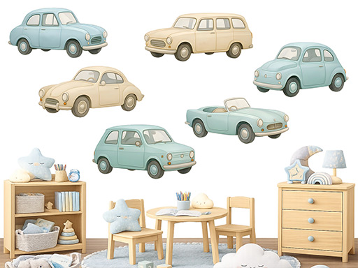 Autíčka pre najmenšie samolepky na stenu, Autíčka pre najmenšie nálepky na stenu, Autíčka pre najmenšie dekorácie na stenu, Autíčka pre najmenšie samolepiace nálepky na stenu