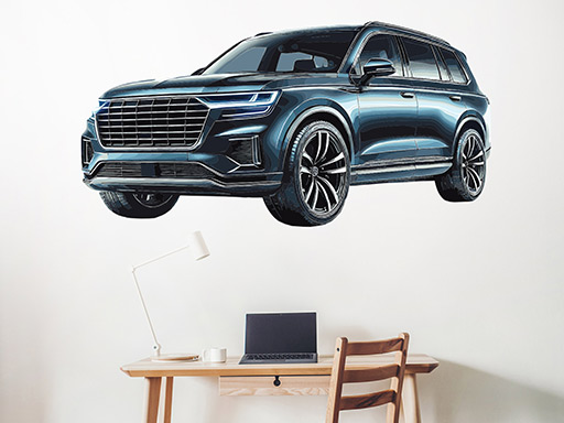 Auto modré SUV samolepky na stenu, Auto modré SUV nálepky na stenu, Auto modré SUV dekorácie na stene, Auto modré SUV tapety na stene