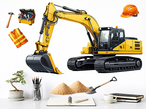 Bager samolepky na stenu, Bager nálepky na stenu, Bager dekorácie na stenu, Bager samolepiace nálepky na stenu