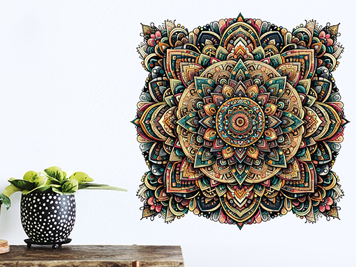 Farebná mandala samolepky na stenu, Farebná mandala dekorácie na stenu, Farebná mandala samolepiaca dekorácia na stene, Farebná mandala nálepky na stenu