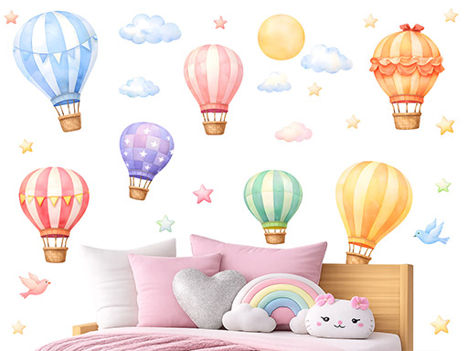 Farebné teplovzdušné lietajúce balóny