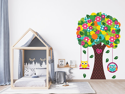 Barevný strom pro děti samolepky na zeď, Barevný strom pro děti nálepky na zeď pro děti, Barevný strom pro děti dětské dekorace na zeď, Barevný strom pro děti samolepící nálepky na zeď