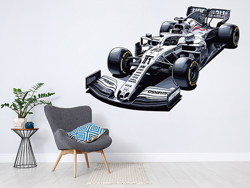 Biela formula F1 samolepky na stenu, Biela formula F1 nálepky na stenu, Biela formula F1 dekorácie na stene, Biela formula F1 tapety na stene