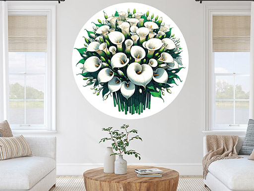 Biele kvety samolepka na stenu, Biele kvety nálepka na stenu, Biele kvety dekorácie na stenu, Biele kvety tapety na stenu