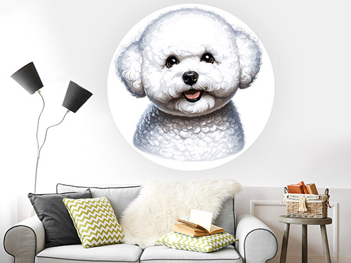 Pes Bišónik samolepky na stenu, Bišónik nálepky na stenu, Bišónik dekorácie na stene, Bišónik tapety na stene