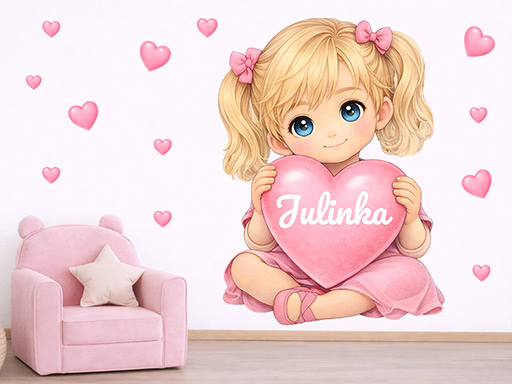 Blond dievčatko so srdiečkom a menom