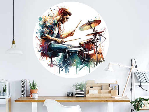 Bubeník samolepky na stenu, Bubeník nálepky na stenu, Bubeník dekorácie na stenu, Bubeník samolepiace nálepky na stenu