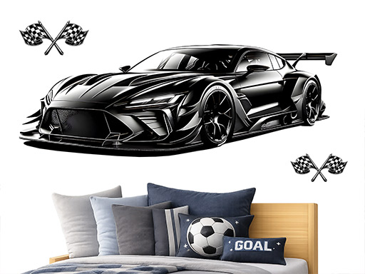 Čierny športiak samolepky na stenu, Čierny športiak nálepky na stenu, Čierny športiak dekorácie na stene, Čierny športiak tapety na stene