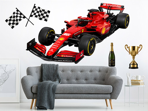 Červená formule F1 samolepky na zeď, Červená formule F1 nálepky na stěnu, Červená formule F1 dekorace na zdi, Červená formule F1 tapety na zdi