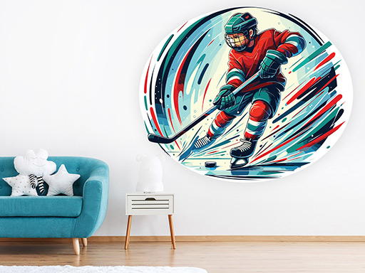 Chlapec hokejista samolepky na stenu, Chlapec hokejista nálepky na stenu, Chlapec hokejista dekorácie na stenu, Chlapec hokejista samolepiace nálepky na stenu