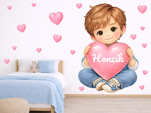 Chlapec so srdiečkom a menom