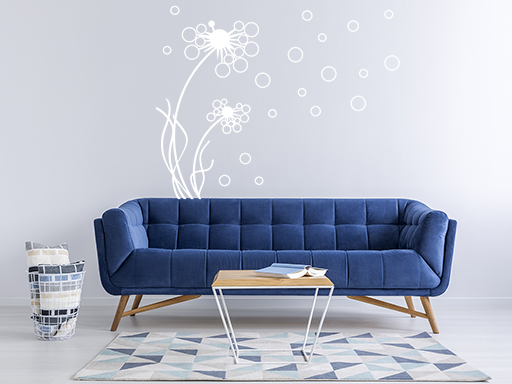 Chmíří púpavy samolepky na stenu, Páperie púpavy nálepky na stenu, Chmíří púpavy dekorácie na stenu, Chmíří púpavy samolepiace nálepky na stenu