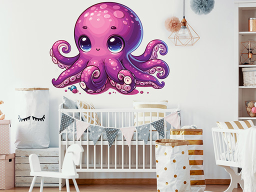 Nálepka na stenu s chobotnicou, samolepky na stenu s chobotnicou, dekorácia na stenu s chobotnicou, samolepiaca dekorácia na stenu s chobotnicou, samolepiaca tapeta s chobotnicou