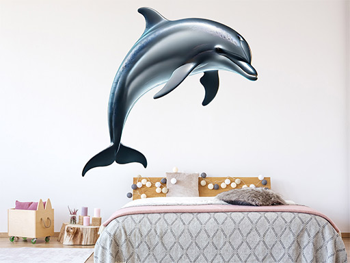 Delfín ve skoku samolepka na zeď, Delfín ve skoku nálepky na zeď, Delfín ve skoku dekorace na stěnu, Delfín ve skoku samolepící dekor na stěny, Delfín ve skoku samolepící tapety na zeď