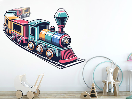 Detský vláčik samolepky na stenu, Detský vláčik nálepky na stenu pre deti, Detský vláčik detské dekorácie na stenu, Detský vláčik samolepiace nálepky na stenu